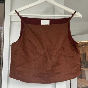 Reformation brown linen crop top